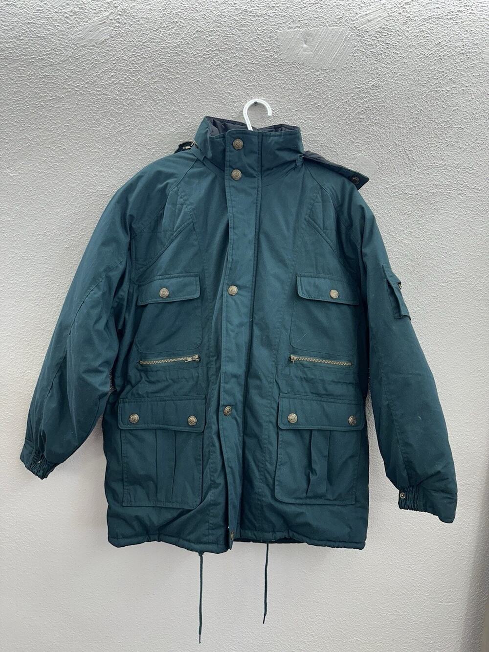 Brittania Mens Jacket Size Large Green Double Closure Insulated Vintage